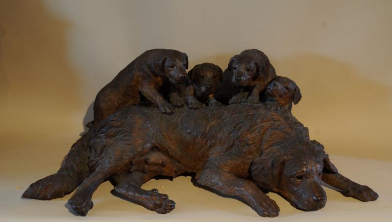 Believed to be an auction record for a Walter Mader dog group carving.